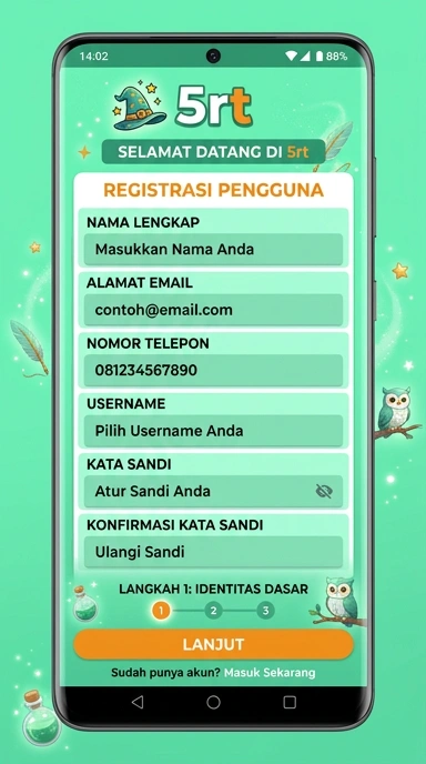 Tampilan halaman daftar 5rt