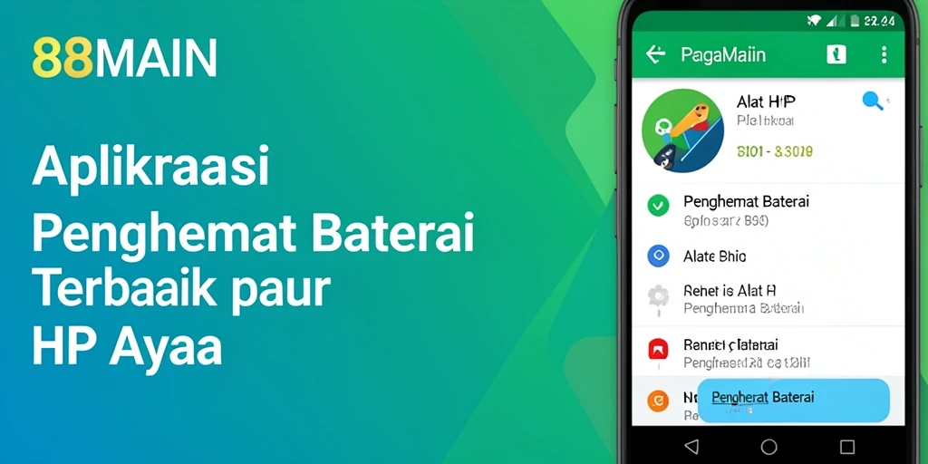 Tampilan antarmuka aplikasi 88MAIN dengan fitur Penghemat Baterai yang efektif.