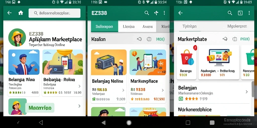 Tampilan antarmuka aplikasi Marketplace EZ338 yang menarik dan user-friendly.